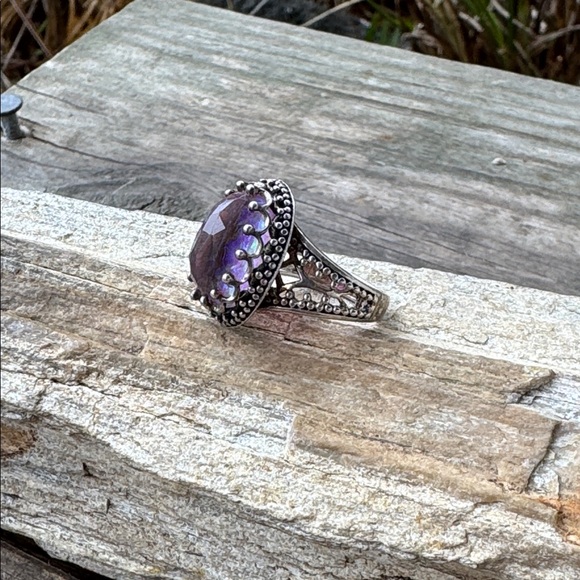 Sajen Sterling Silver Ring with Opal Glass - Picture 2 of 6